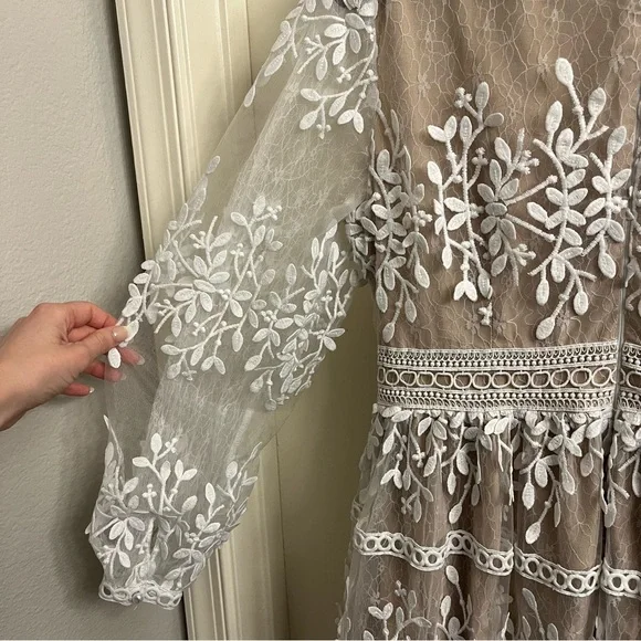 Ivy City Co Cream Lace Midi Dress - Picture 13 of 15